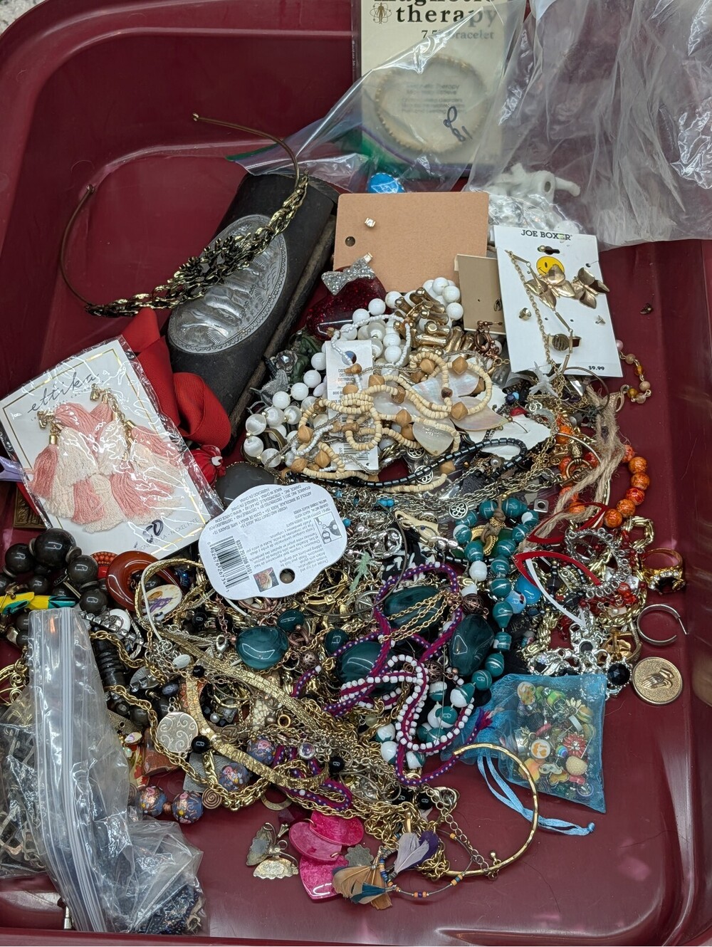 Miscellaneous Vintage to Modern Jewelry Wearable Craft Lot AS-IS